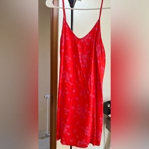 Red floral billabong spaghetti strap dress